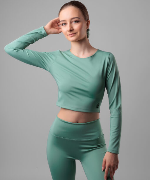 Dámske tričko Crop Top - Dark Mint - STAY POSITIVE