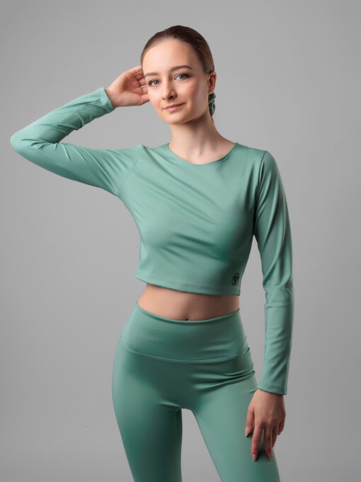 Dámske tričko Crop Top - Dark Mint - STAY POSITIVE